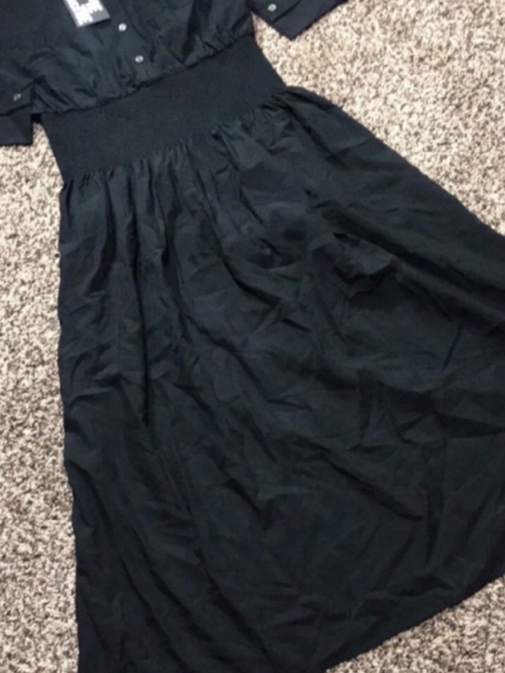 Future Collective Black Long-Sleeve Smocked Waist Midi Dress XS | NWT - Picture 3 of 5